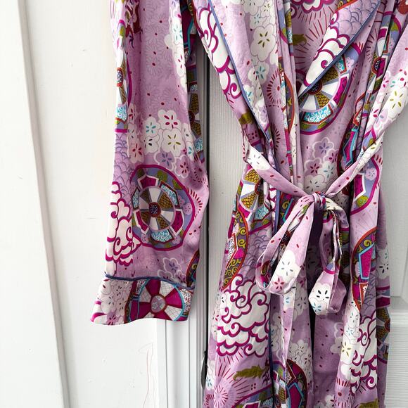 Nick & Nora Silk Purple Eastern Asian Inspired Dragon Chinese New Year Robe S/M - Picture 3 of 11